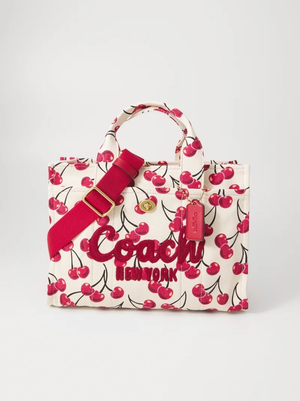 Coach Cherry-Print Canvas Tote with strap